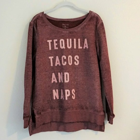 Burgundy Tequila, Tacos and Naps Sweatshirt - Picture 3 of 6
